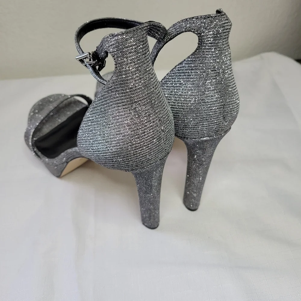 Michael Kors Glittering Silver Heels Size 8.5